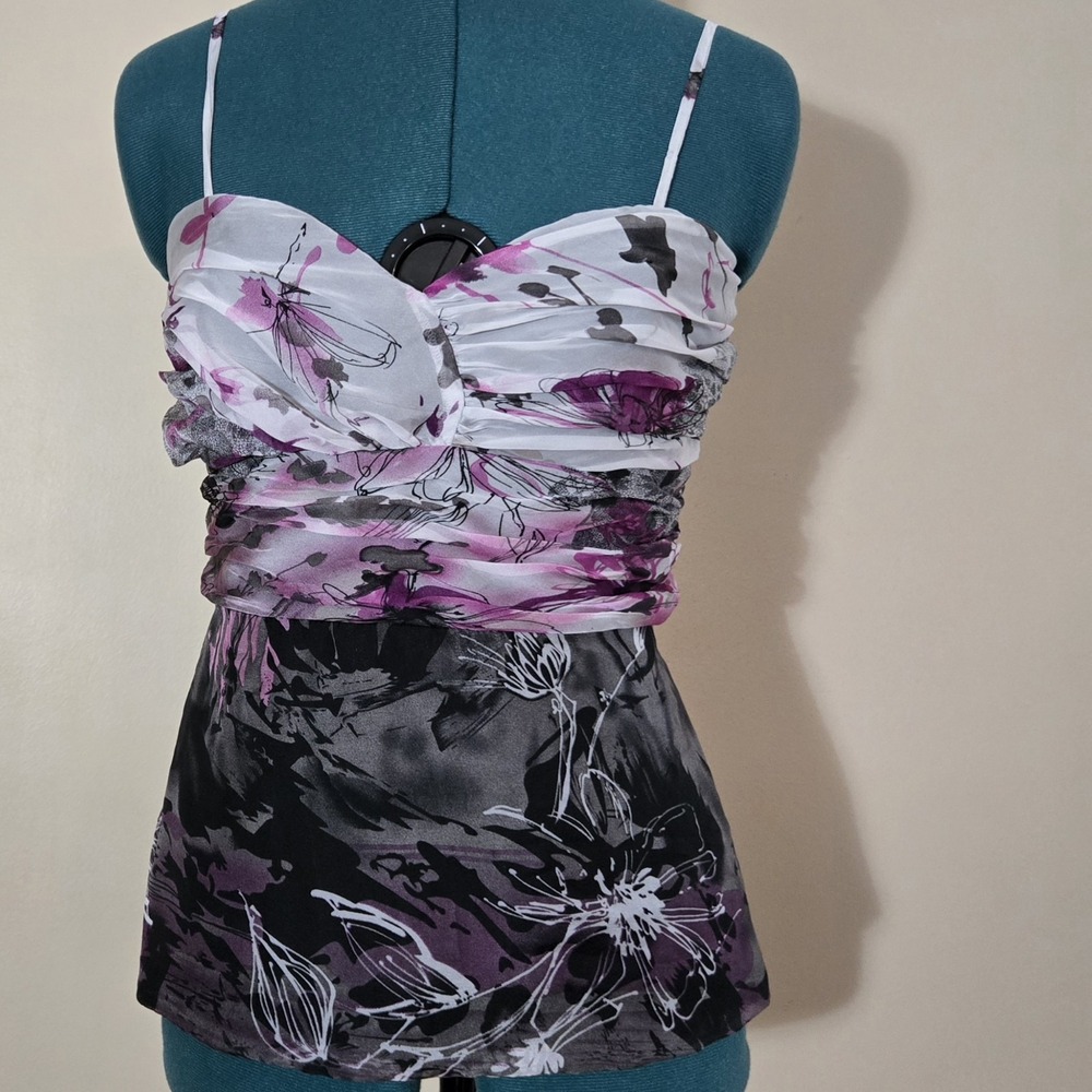 Vintage Grass Collection Y2K Ruched Floral Camisole Fairy Grunge Going Out Top